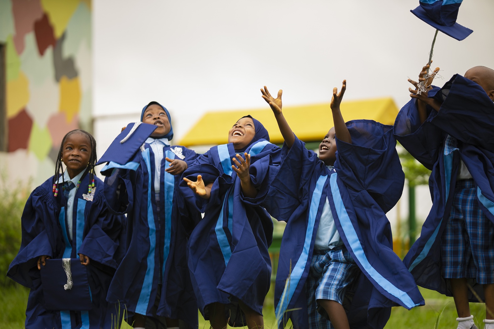 Noble Brains Academy graduating students celebrating joyfully